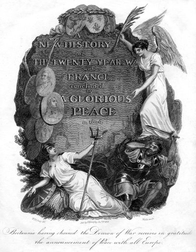 戦争の悪魔を連鎖させたブリタニア、1816年。 作： T. Wallis
