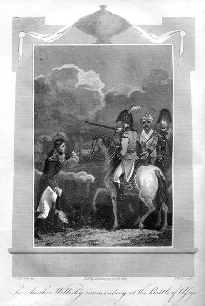 1816年のアサイの戦いを指揮するウェリントン公爵。 作： T. Wallis