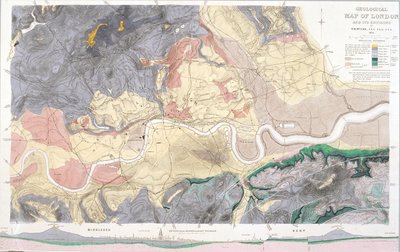 ロンドンとその周辺地域の地質図、1871 年 作： T Walsh