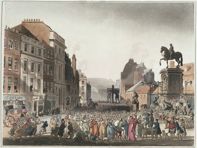 アッカーマンの「ロンドンの小宇宙」よりチャリングクロスのピロリー 作： T. and Pugin A.C. Rowlandson