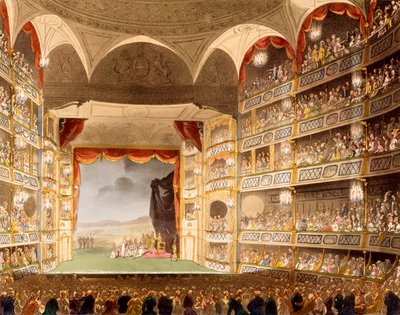 R.アッカーマンによる「ロンドンの小宇宙」からのイラスト、ドルリー・レーン劇場 作： T. and Pugin A.C. Rowlandson