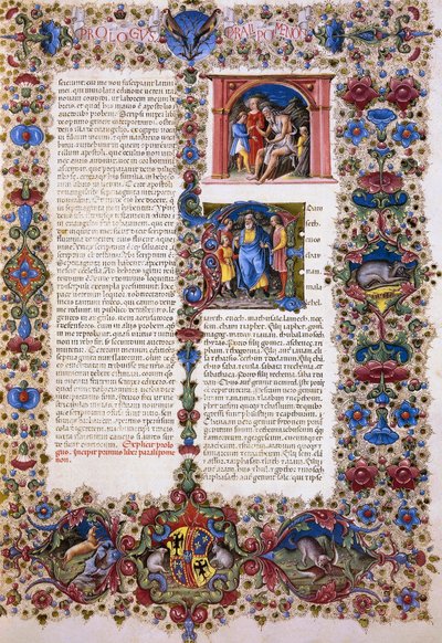 Taddeo Crivelli（1425-1479）らによって彩色されたボルソ・デステの聖書第1巻『年代記』、ラテン語写本422-423、フォリオ167、レクソ、羊皮紙 作： Taddeo Crivelli