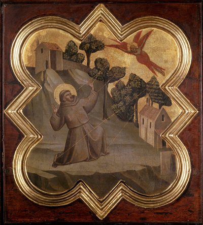 聖フランシスコの生涯：聖痕を受ける聖人 - フレスコ画 作： Taddeo Gaddi