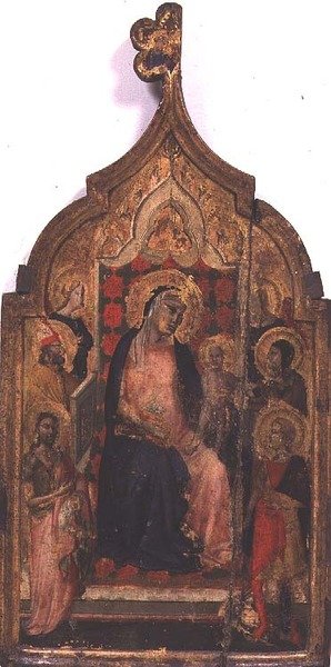 聖人のいるマドンナと子供（パネルにテンペラ） 作： Taddeo Gaddi