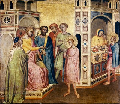 クロスアー王の前の聖エリギウス 1365年頃（木にテンペラ 作： Taddeo Gaddi