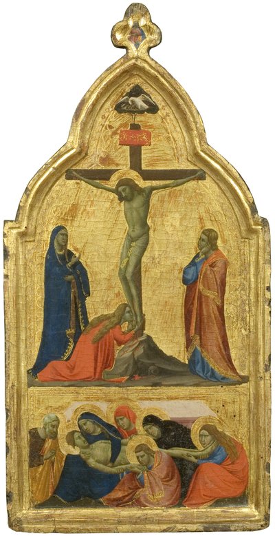 はりつけと嘆き（金色のパネルのテンペラ） 作： Taddeo Gaddi
