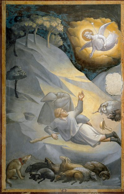 聖母の生涯のサイクルから、羊飼いたちへの告白（フレスコ画 作： Taddeo Gaddi