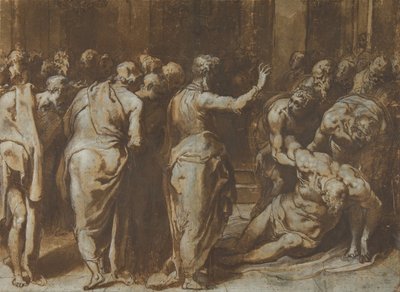 ユーティコスを生き返らせる聖パウロ、1529-66年。 作： Taddeo Zuccaro