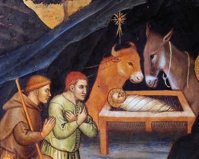 Taddeo di Bartolo (約 1362 年 - 約 1422 年) によるマギの礼拝、パネルにテンペラ、38x57 cm、詳細 作： Taddeo di Bartolo