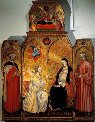 聖コスマスとダミアンとマリアの受胎告知」タッデオ・ディ・バルトロ（1362-1422）作 作： Taddeo di Bartolo
