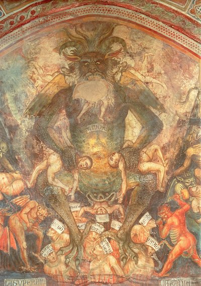 最後の審判、リヴァイアサンの詳細、1394年頃 作： Taddeo di Bartolo