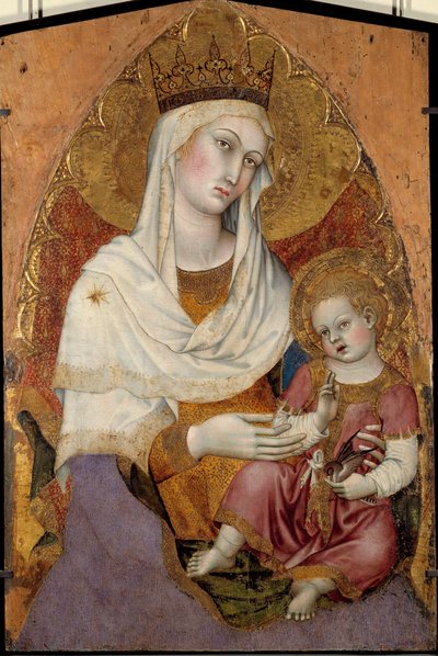 タッデオ・ディ・バルトロ(1363-1422)による聖母子の祭壇画。1400年頃の作品。薄暗い。1,04 x 0,69 m. アヴィニョン、ペトロ・パレ美術館 作： Taddeo di Bartolo