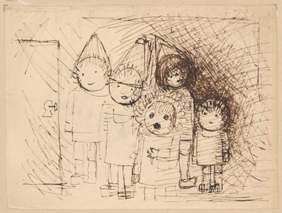 ドアのそばで鍵を持った子供たち 作： Tadeusz Makowski