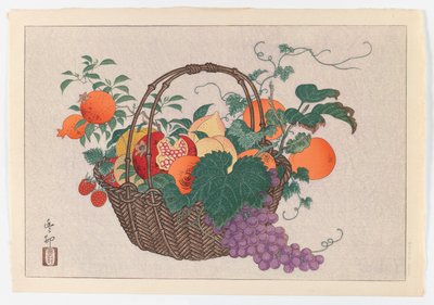 フルーツバスケットのある静物、1930年頃（版画） 作： Taisu Taisu