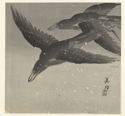 雪の中のカラス 作： Takahashi Biho