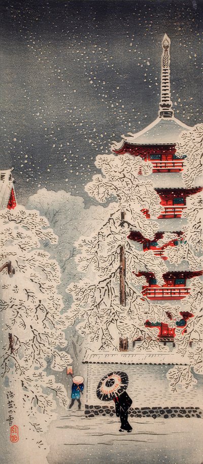 武蔵国・江戸、浅草付近の雪 作： Takahashi Hiroaki