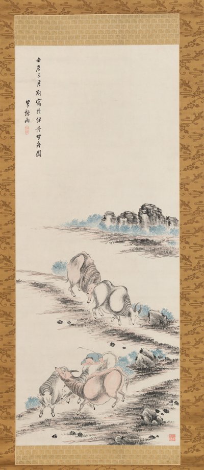 牛と群れの少年、1832年。 作： Takahashi Sohei