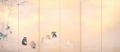 藤花蕣と朝顔の犬とのスクリーン 作： Takeuchi Seiho