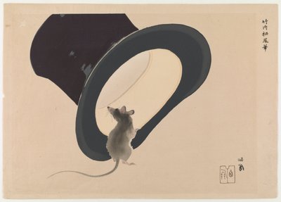 マウスと帽子（色木版画） 作： Takeuchi Seiho