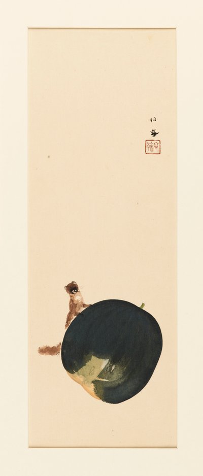木版画 - 果物にリス、19 世紀後半から 20 世紀初頭 作： Takeuchi Seiko