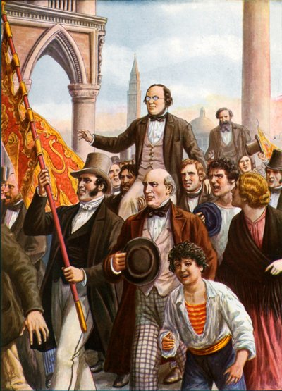 ダニエレ・マニンとニッコロ・トマセオは1848年3月18日刑務所から解放されました 作： Tancredi Scarpelli
