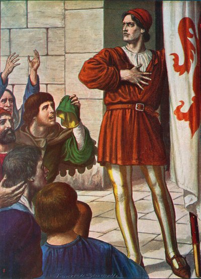 1378年、歓喜の群衆の前でミケーレディランド 作： Tancredi Scarpelli
