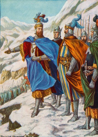 951年にイタリアに侵入した神聖ローマ皇帝オットー1世 作： Tancredi Scarpelli