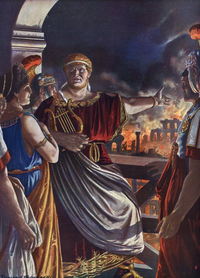古代ローマ: 「」皇帝ネロはローマの大火を見る 作： Tancredi Scarpelli