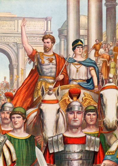 セプティマスセウェルスが美しい妻と一緒にローマに入る 作： Tancredi Scarpelli