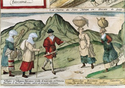 バスクの農民たち。フランツ・ホーゲンベルクの版画 作： T.and R. Annan and Sons