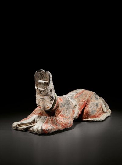 叩頭裁判所の役人、唐初期、7〜8世紀（セラミック塗装） 作： Tang Dynasty Chinese School