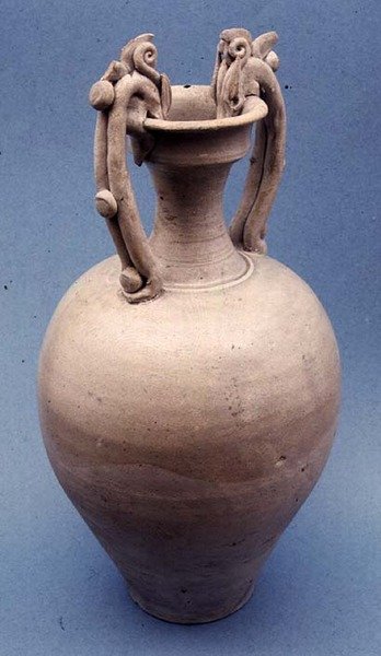 唐代無色釉花瓶（ストーンウェア 作： Tang Dynasty Chinese School