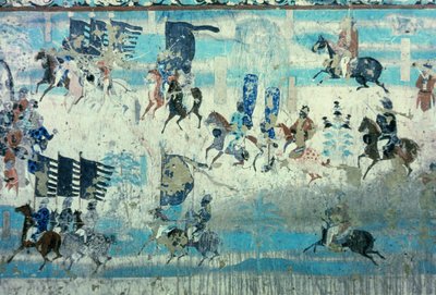 張芸超「西甘粛都督、チベット人退治の旅」唐時代・850-907年（壁画） 作： Tang Dynasty Chinese School