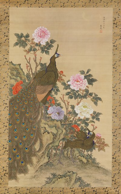 孔雀と牡丹、1820年。 作： Tani Buncho