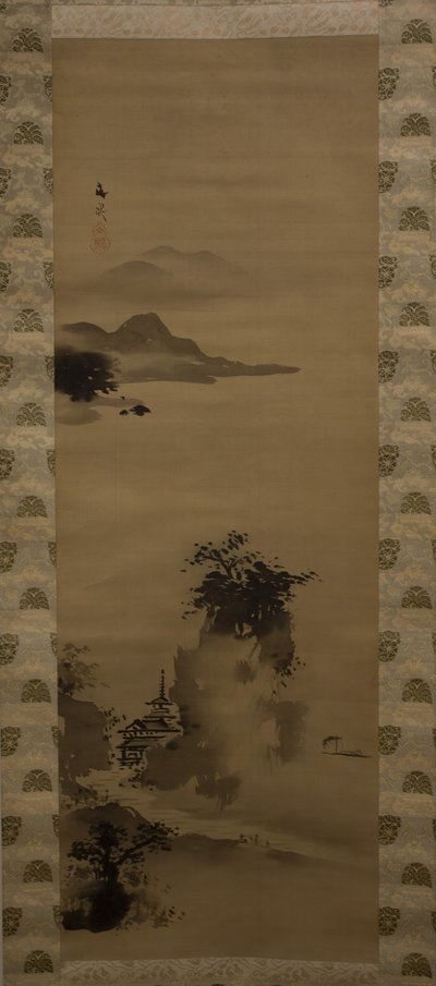 滝のある川渓谷。 作： Tani Buncho