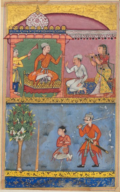 テイルズ オブ オウム オウム トゥティーナマのページ: 第 8 夜: 侍女の訴え..., c. 1560年。 作： Tara Chand