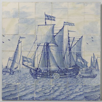 海の景色とタイルのタブロー 作： Tegelbakkerij aan de Delftschevaart