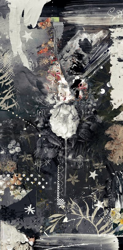 Flowerdrip、2014年（キャンバスにミクストメディア） 作： Teis Albers