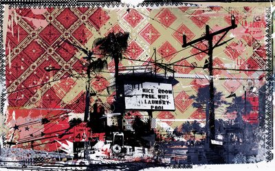 Free WIFI、2015年（キャンバスにコラージュ） 作： Teis Albers