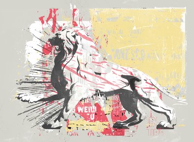 Hero Lion, 2014 (Colagem sobre tela) 作： Teis Albers