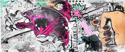 In Action, 2015 (キャンバスにコラージュ) 作： Teis Albers