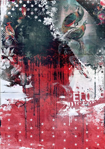 木の孔雀、2016年（キャンバスにコラージュ） 作： Teis Albers