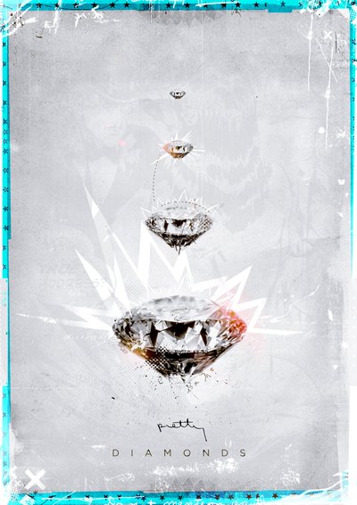 Pretty Diamonds、2014年（キャンバスにコラージュ） 作： Teis Albers