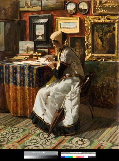 待てない、あるいは手紙 テレマコ・シニョリーニ（1835-1901）作 1867年 個人蔵 作： Telemaco Signorini