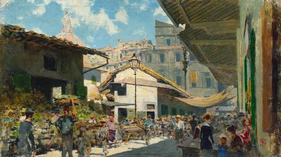 オールド・マーケット 1882-84年頃（油彩、厚紙） 作： Telemaco Signorini