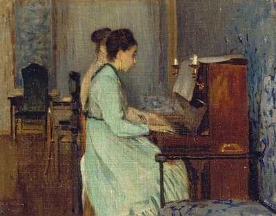 ピアノのレッスン 1868年頃 油彩・カンヴァス 作： Telemaco Signorini