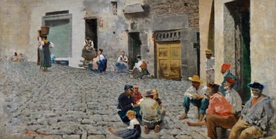 リオマッジョーレの船乗りたち 1892-93年頃 油彩・カンヴァス 作： Telemaco Signorini