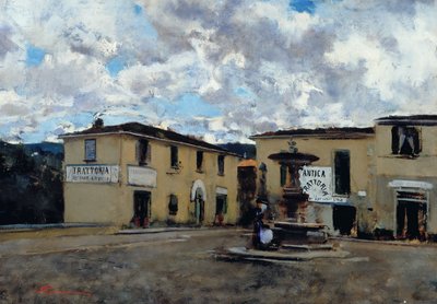 セッティニャーノの広場 1889年頃 油彩・カンヴァス 作： Telemaco Signorini