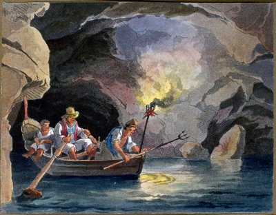 夜釣り、1830年頃（アクアティント） 作： Teodoro Guglielmo Witting