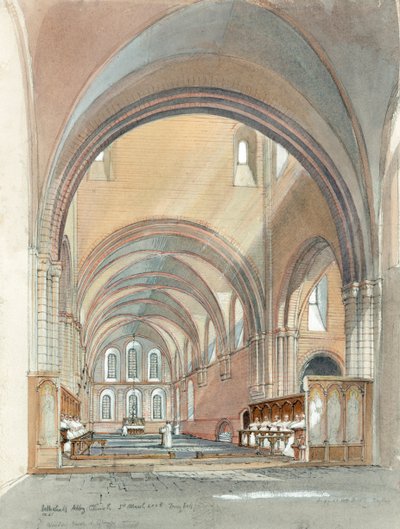 Lilleshall Abbey の合唱団と長老団、13 世紀、1990～2010 年頃 作： Terry Ball